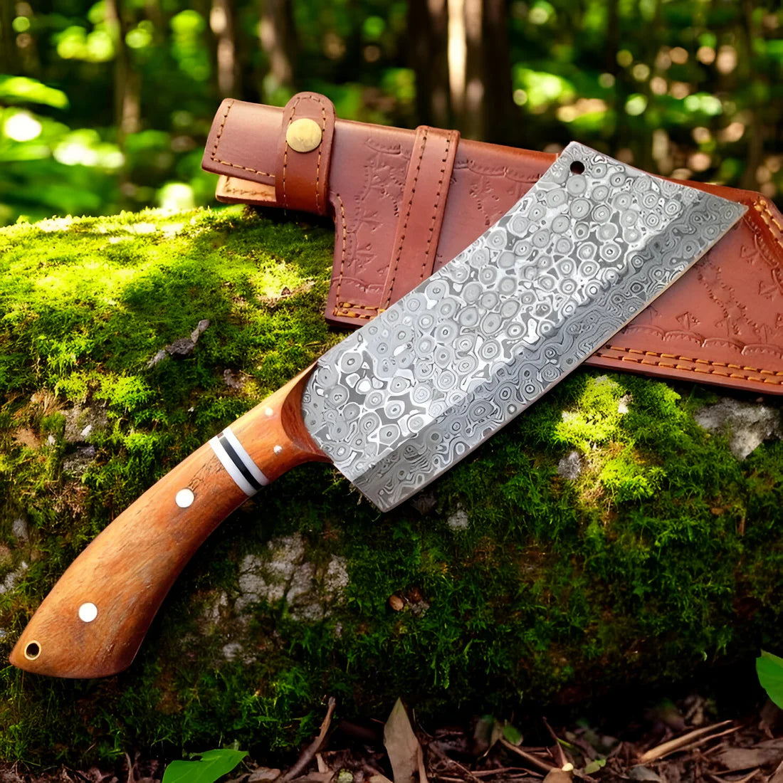 Olivedrop Damascus Cleaver