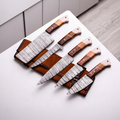 5-Piece Damascus Knife Set Flat Lay
