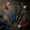 5-Piece Hammered Knife Set — Full Flat Lay