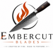 Knife with 'Embercut Blades' branding and a flame graphic on a white background