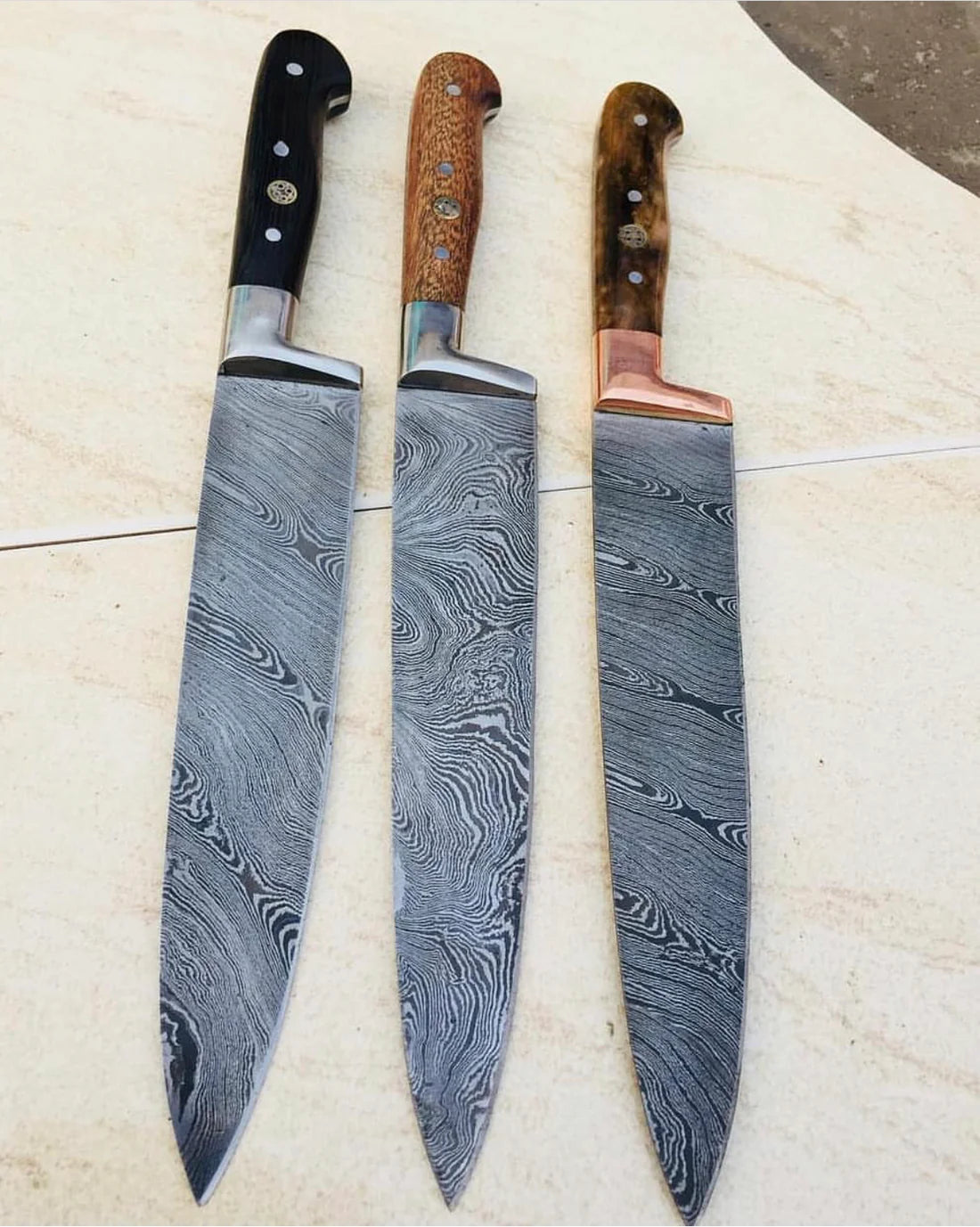 Triocraft Damascus Chef Knife Set – Pack of 3