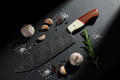 Damascus Chef Knife Dark Moody Lifestyle