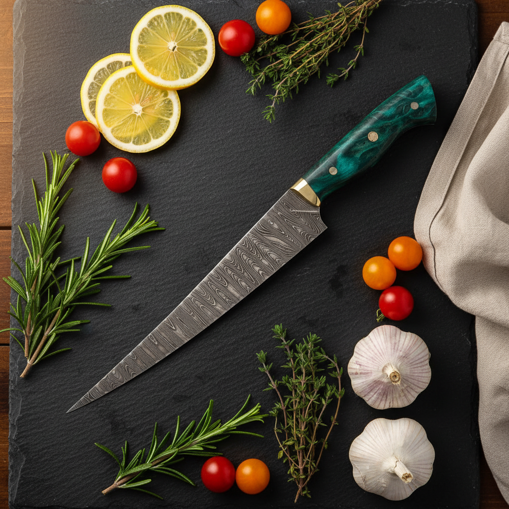 Damascus Knife Lifestyle Flat Lay