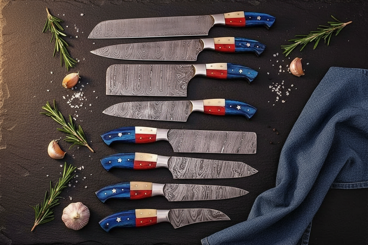 Texasforge Damascus Kitchen Knife Set