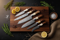 Embercut Blades — Damascus Knife Set Flat Lay v3