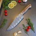 Hammered Damascus Knife Flat Lay