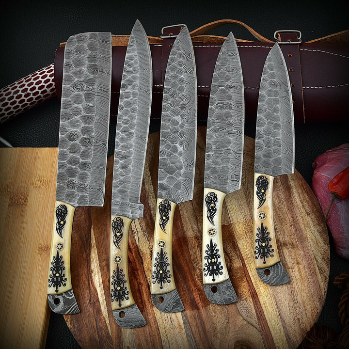 Bonecraft Damascus Kitchen Knife Set – 5 Piece