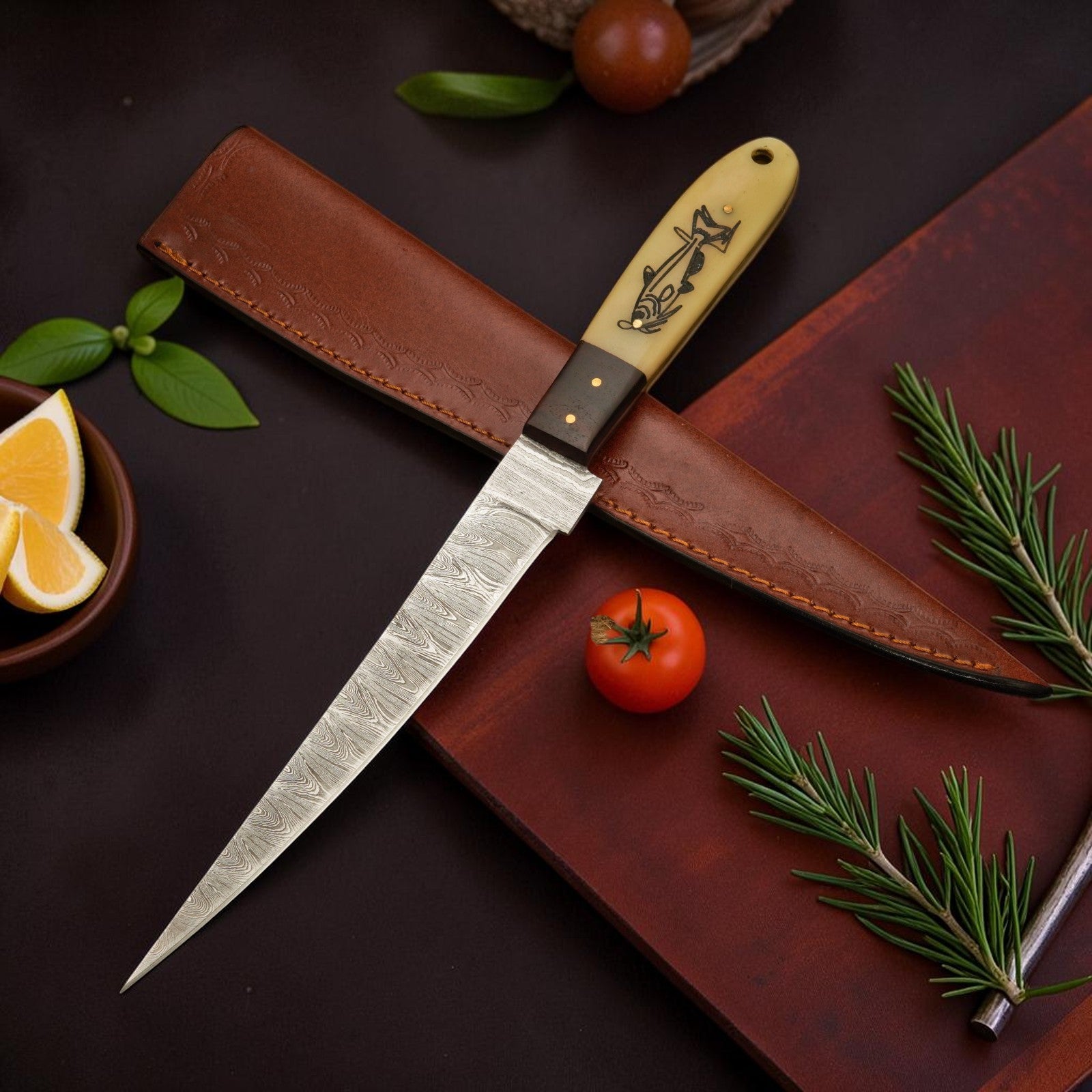 Carvedrose Damascus Fillet Knife