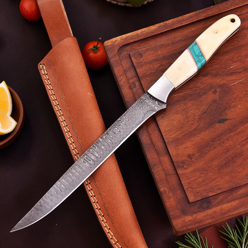 Azurebone Damascus Fillet Knife