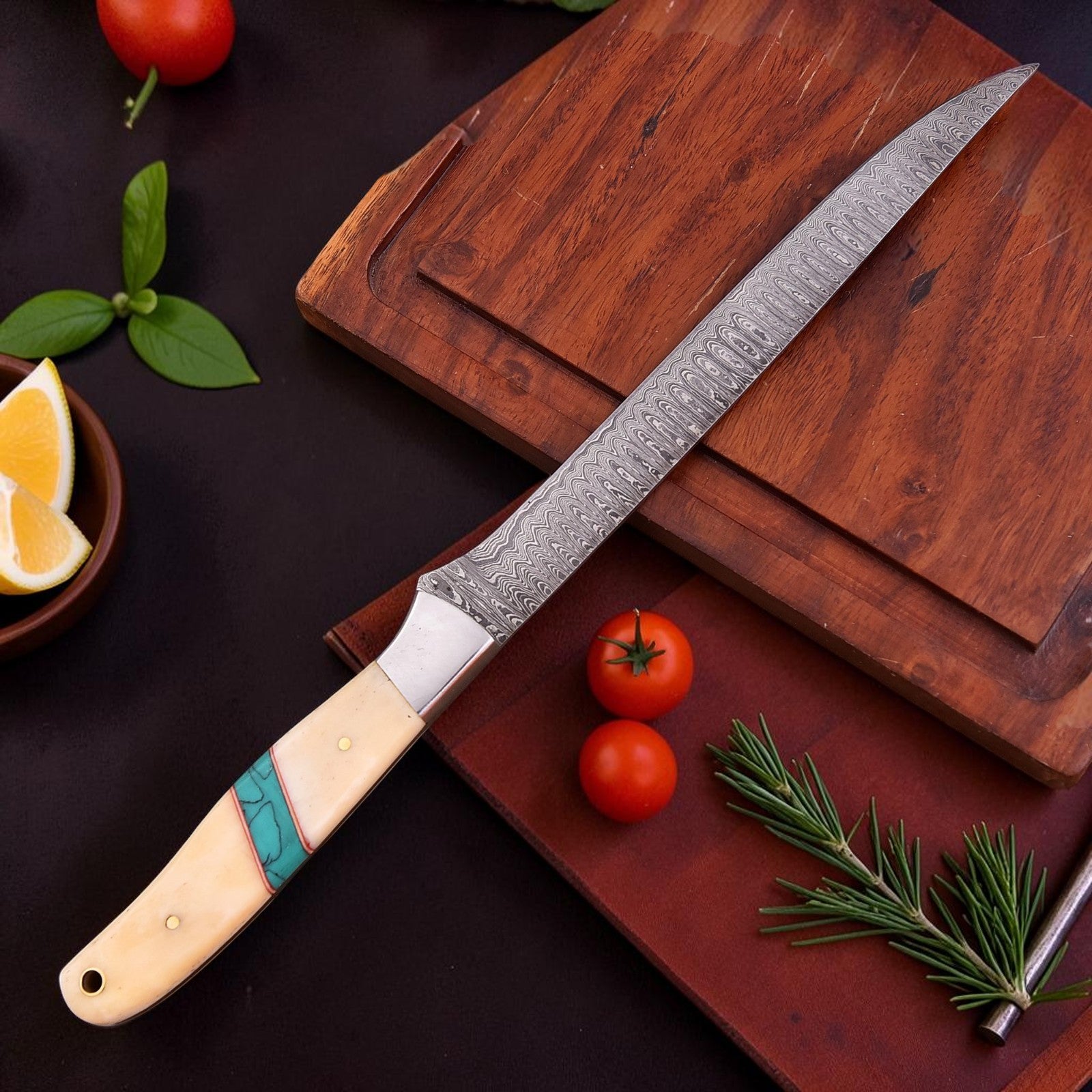 Azurebone Damascus Fillet Knife