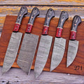 5 Pcs Twisted Damascus Steel Kitchen Knife Set – Pakka Wood Handle