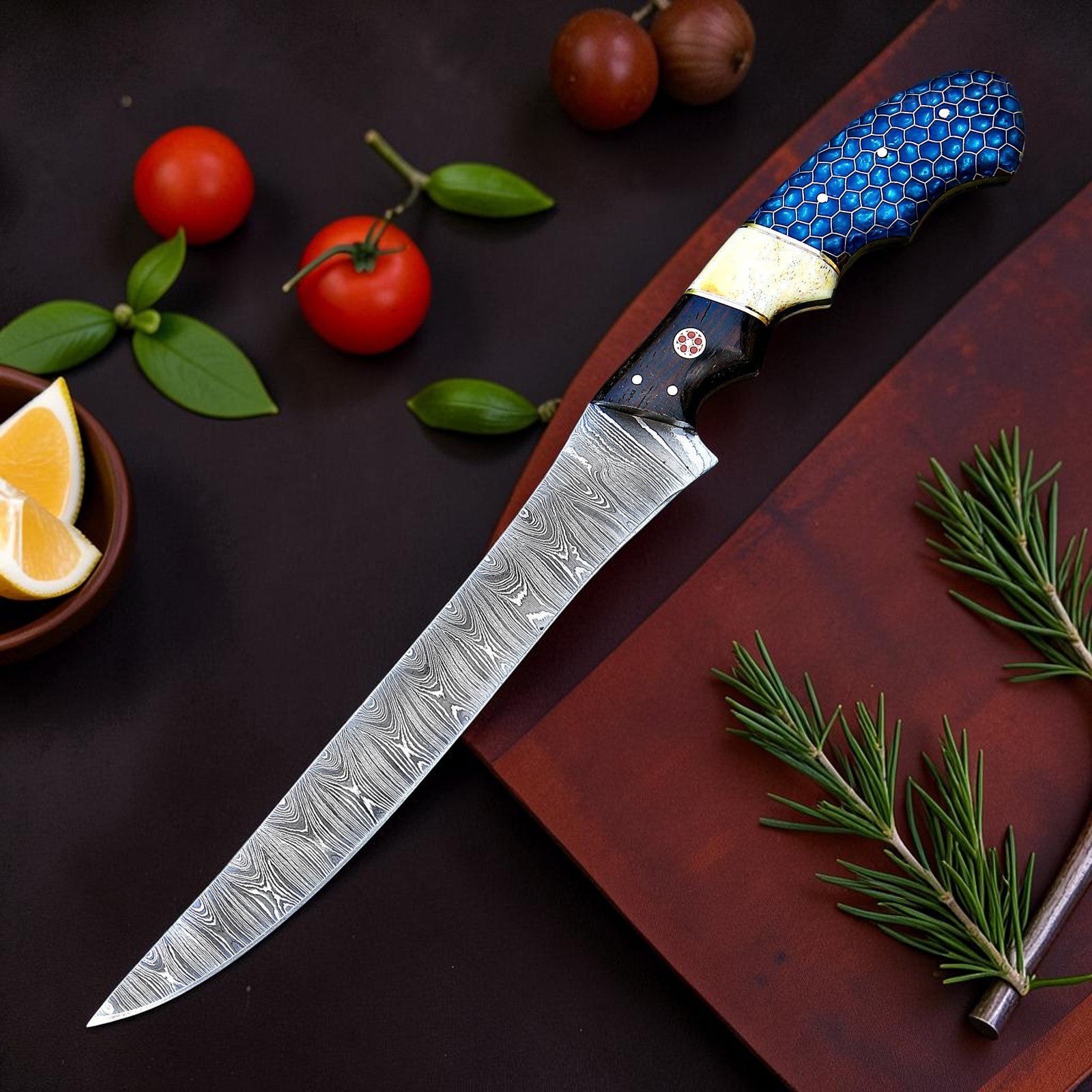 Honeybone Damascus Fillet Knife