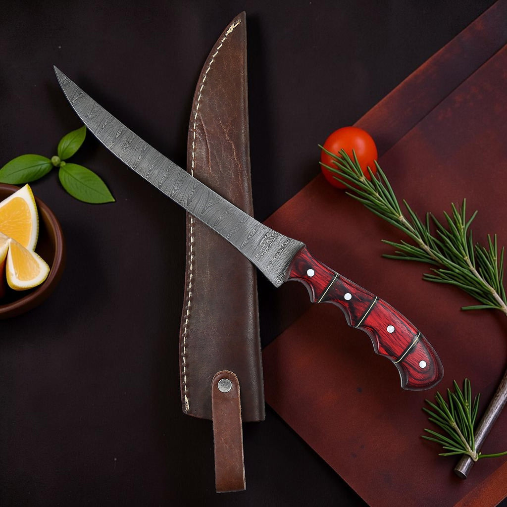 Crimsonfire Damascus Fillet Knife