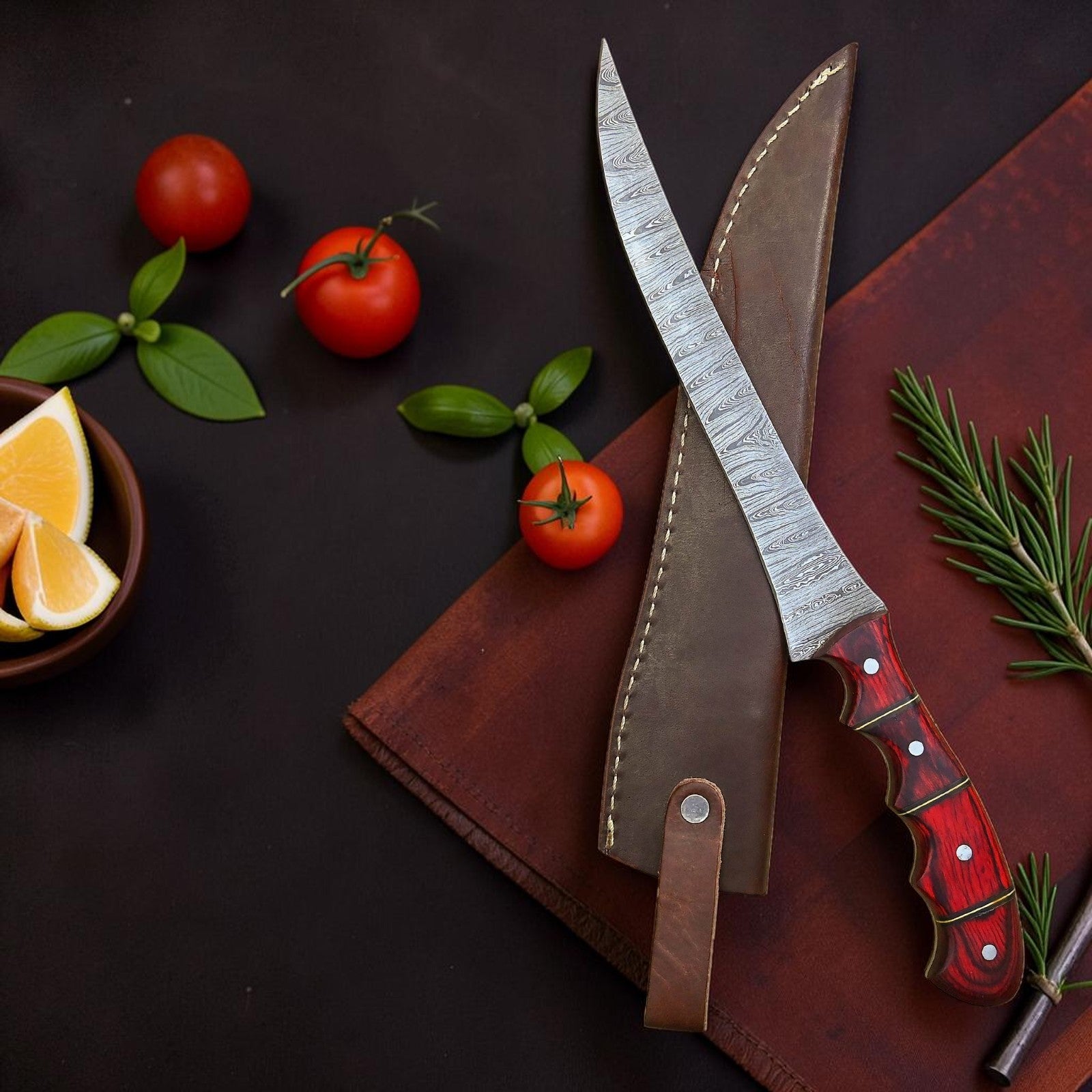 Crimsonfire Damascus Fillet Knife